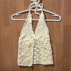 Cream Crochet Halter Top